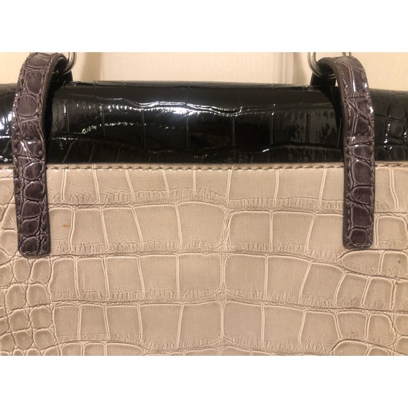 GUESS Top Handle Colour Block Handbag Faux Croc-embossed Leather - Picture 4 of 9